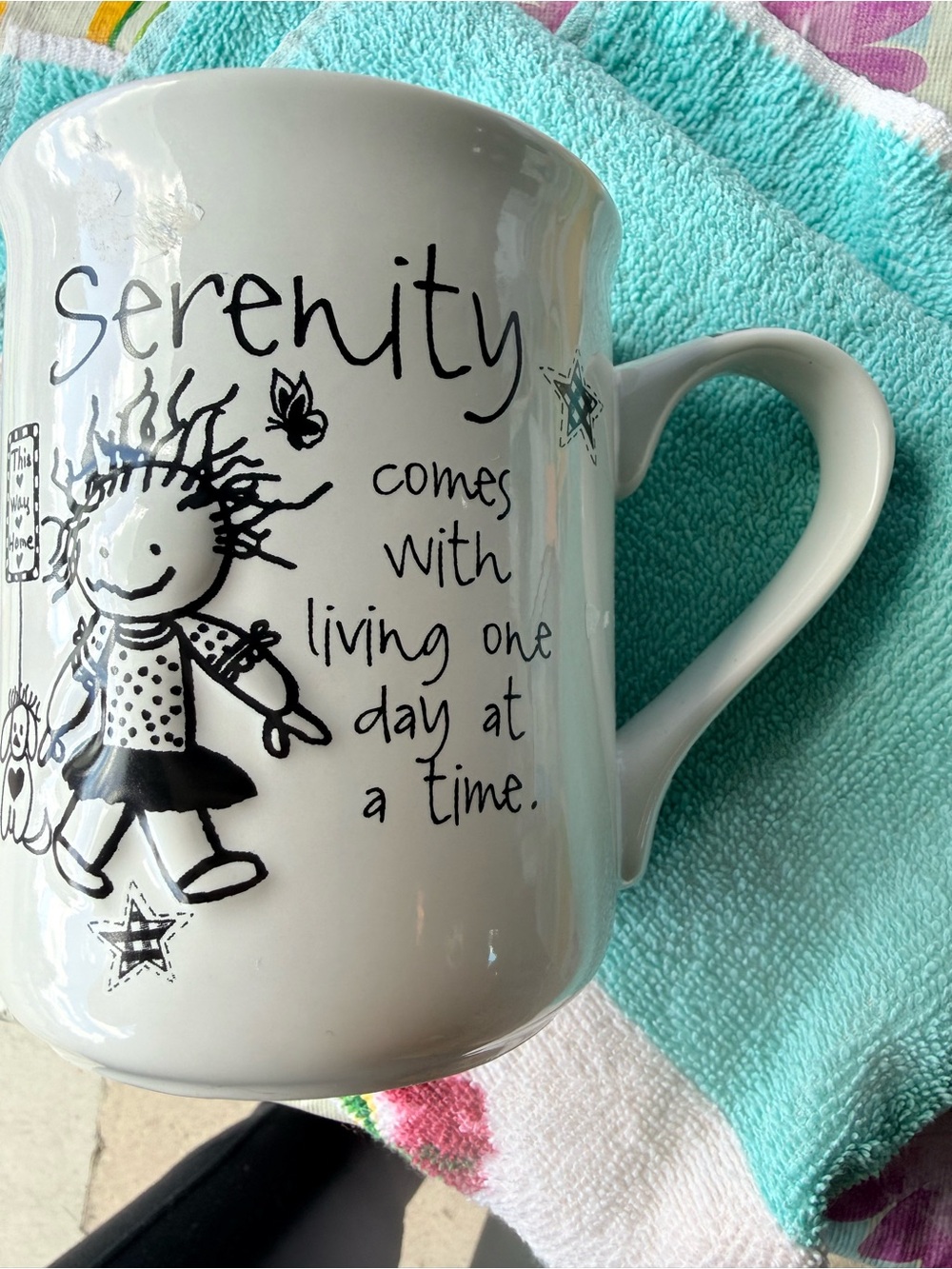 White Serenity Ceramic Mug with Inspirational Quote